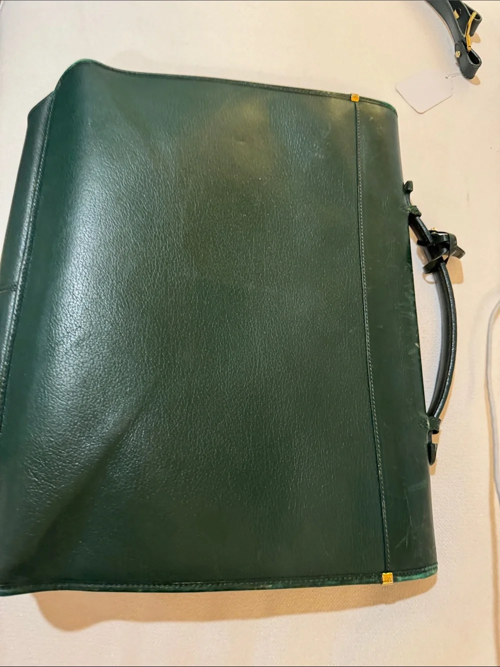 Vintage Gucci Green Leather Briefcase with Gold Hardware - Picture 3 of 6